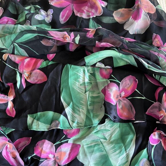 Donna Ricco Black and Pink Floral Asymmetrical Dress - Picture 8 of 10